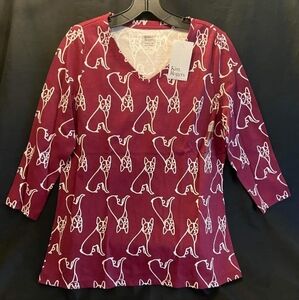 NWT Ladies 3/4 Length Sleeve Frenchie Shirt Sz M